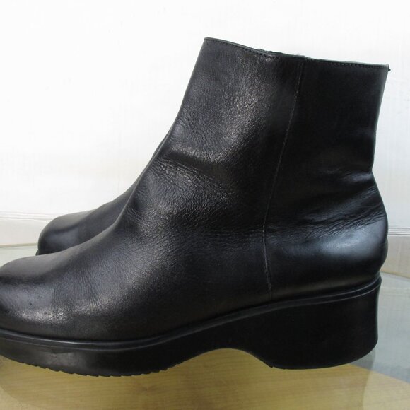 Relativity Women's Vintage Platform Ankle Boots Black Leather Size 10 - Picture 3 of 8